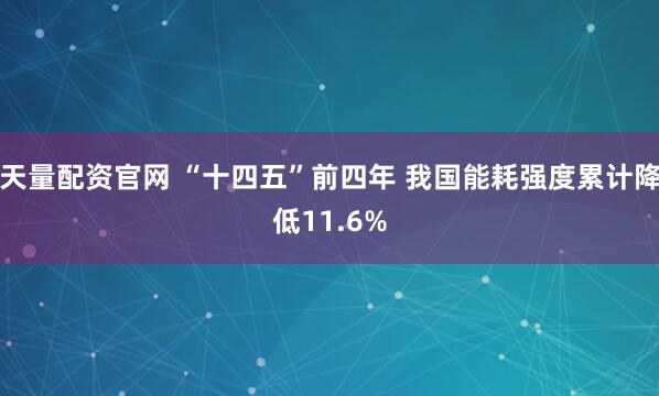 天量配资官网 “十四五”前四年 我国能耗强度累计降低11.6%