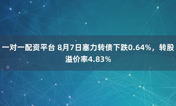一对一配资平台 8月7日塞力转债下跌0.64%，转股溢价率4.83%